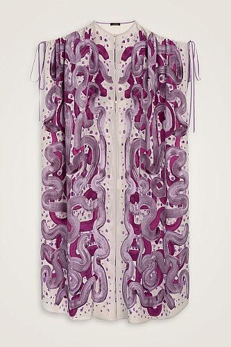 Riverside Lilac-Fuchsia Crepe Silk Abaya - 2