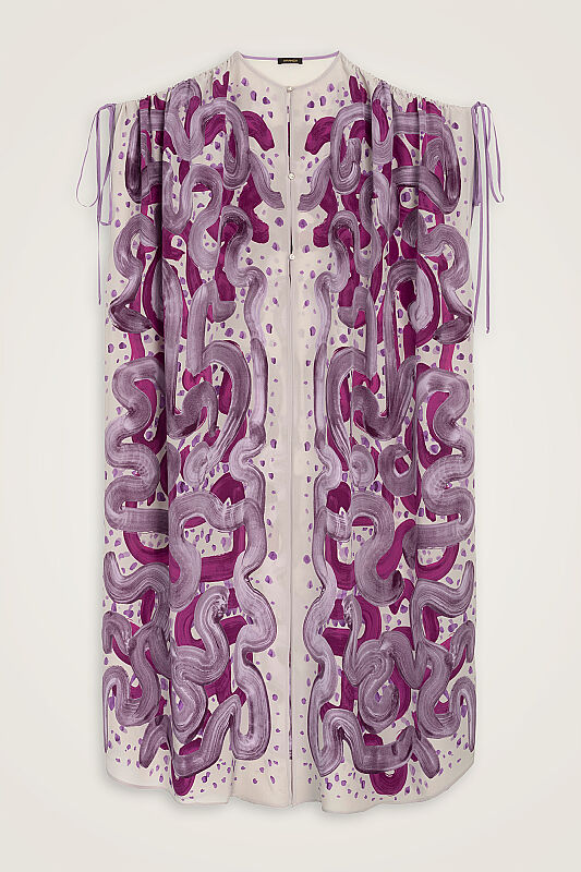 Riverside Lilac-Fuchsia Crepe Silk Abaya - 2