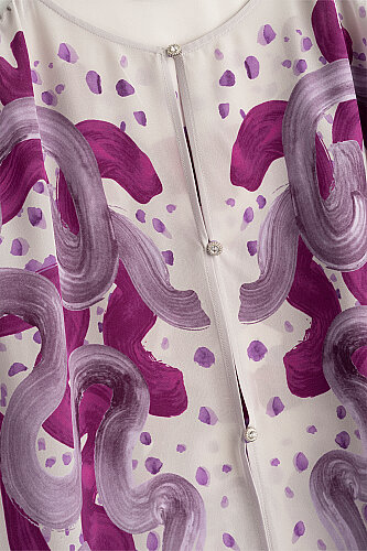 Riverside Lilac-Fuchsia Crepe Silk Abaya - 4