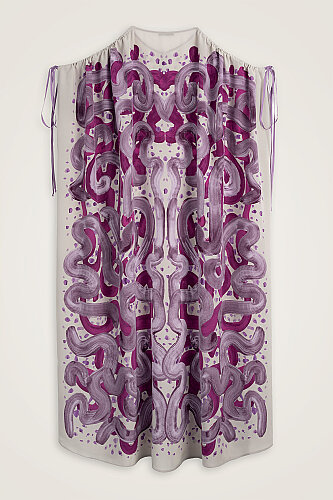 Riverside Lilac-Fuchsia Crepe Silk Abaya - 6