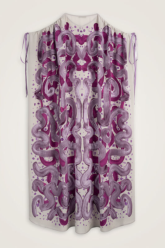 Riverside Lilac-Fuchsia Crepe Silk Abaya - 6