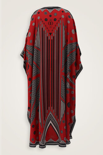 Road of Winds Silk Kaftan Red - 4