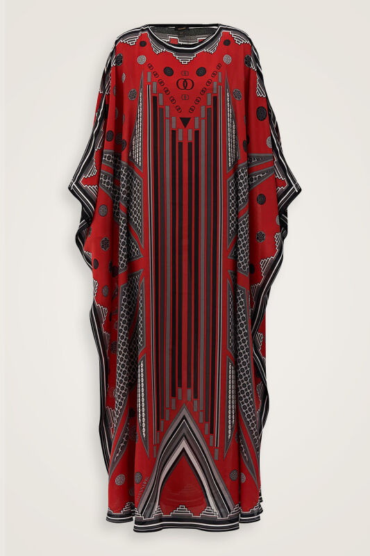 Road of Winds Silk Kaftan Red - 2