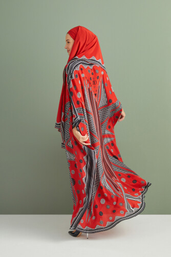 Road of Winds Silk Kaftan Red - 2