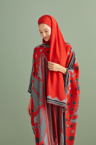 Road of Winds Silk Kaftan Red - 4