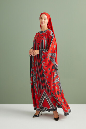 Road of Winds Silk Kaftan Red - 3