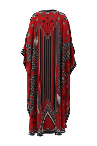 Road of Winds Silk Kaftan Red - 6