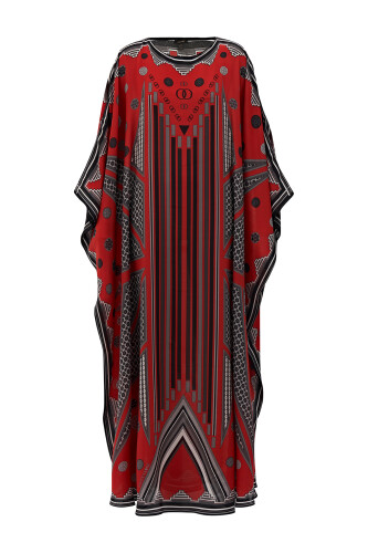 Road of Winds Silk Kaftan Red - 5