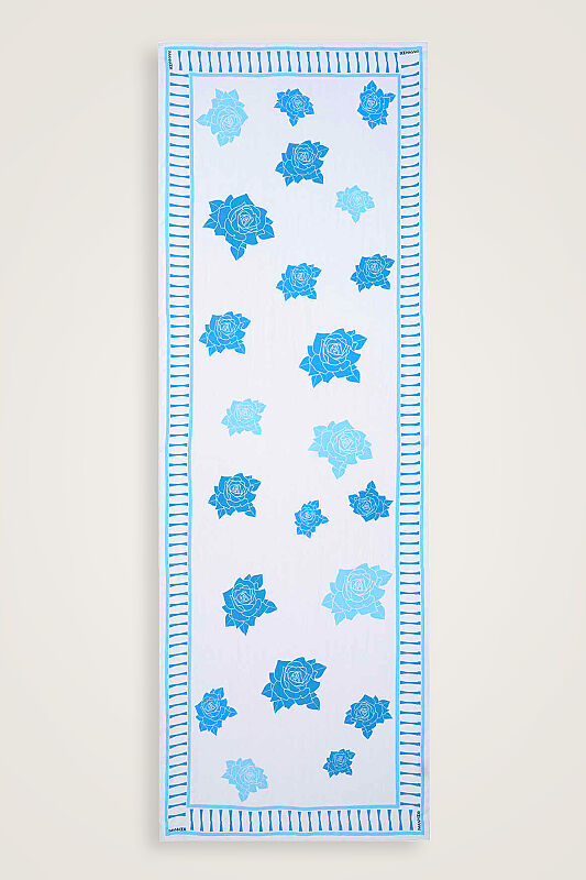 Rose Garden Flosh Viscose Shawl Blue - 2