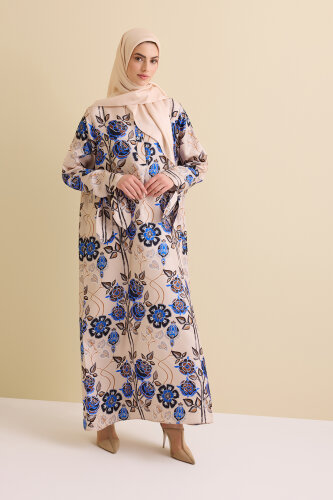 Rose Ivy Beige Plaid Silk Dress - 1