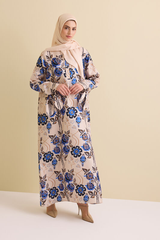 Rose Ivy Beige Plaid Silk Dress - 1