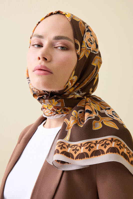 Rose Ivy Brown Floss Viscose Shawl - 3