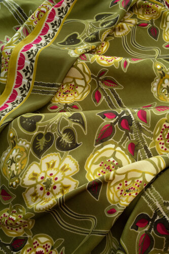 Rose Ivy Green Floss Viscose Shawl - 4