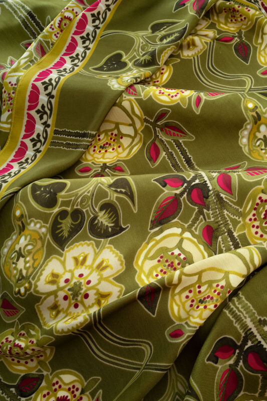 Rose Ivy Green Floss Viscose Shawl - 4