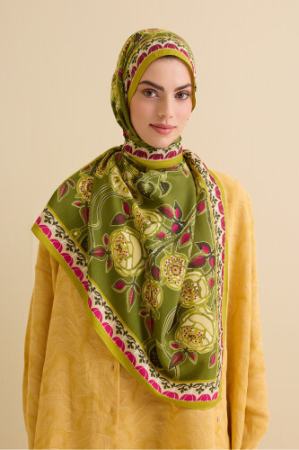 Rose Ivy Green Floss Viscose Shawl - 5