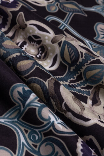 Rose Ivy Petrol-Black Viscose Shawl - 4