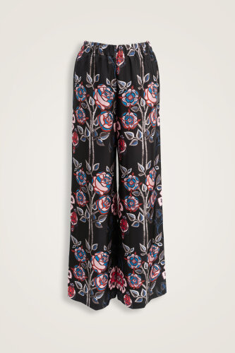 Rose Ivy Silk Twill Black Silk Trousers - Imannoor (2)
