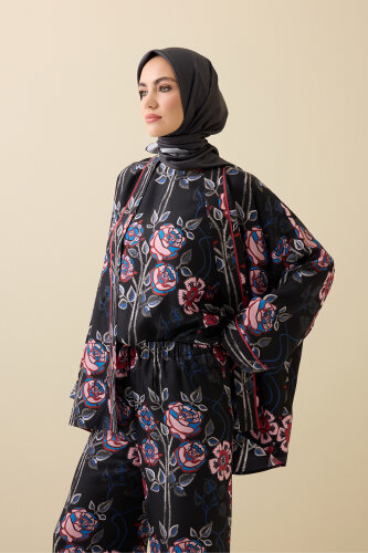 Rose Ivy Silk Twill Black Silk Trousers - Imannoor (3)