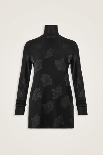 Rose Jacquard Black Long Supreme Blouse 