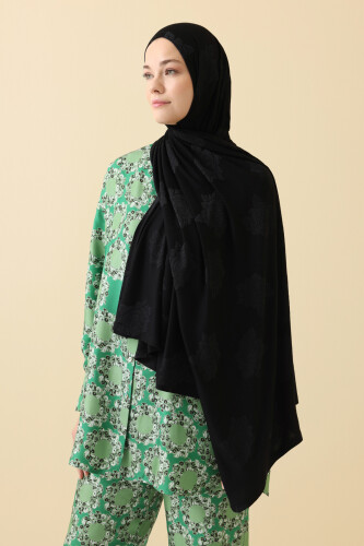 Rose Jacquard Black Supreme Shawl 