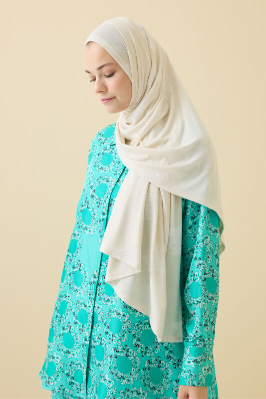 Rose Jacquard Cream Supreme Shawl - 1