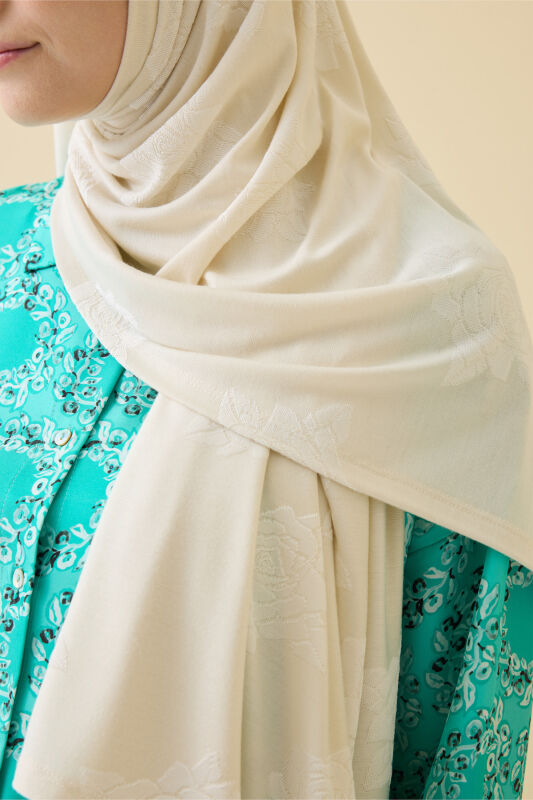 Rose Jacquard Cream Supreme Shawl - 3