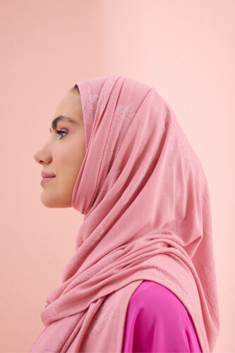 Rose Jacquard Dark Pink Supreme Shawl - 3