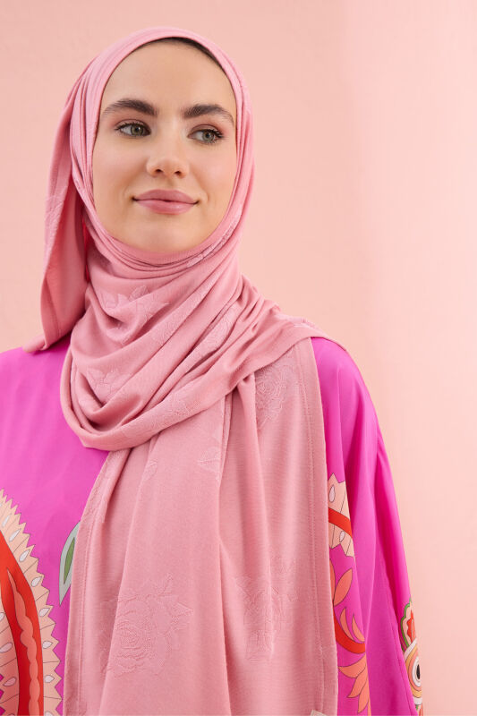 Rose Jacquard Dark Pink Supreme Shawl - 5