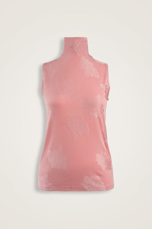 Rose Jacquard Dark Pink Supreme Sleeveless Blouse - 1