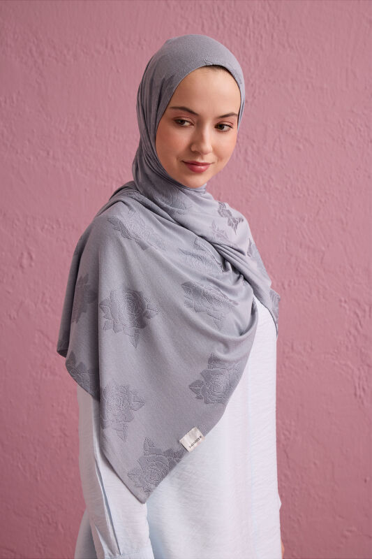 Rose Jacquard Gray Supreme Shawl - 1