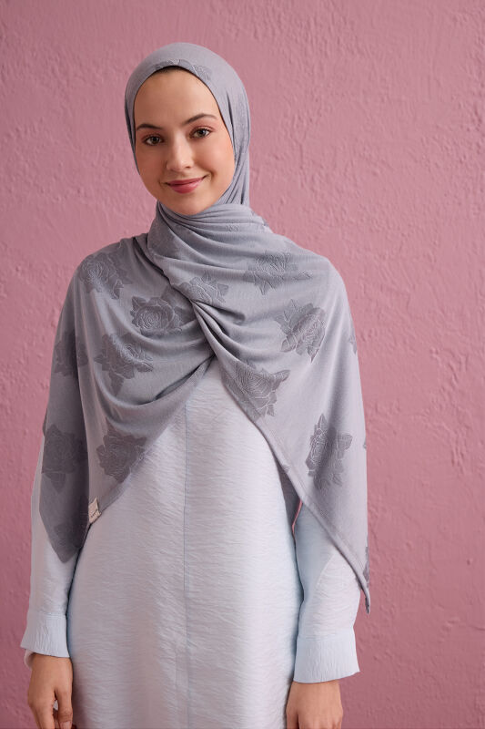 Rose Jacquard Gray Supreme Shawl - 5