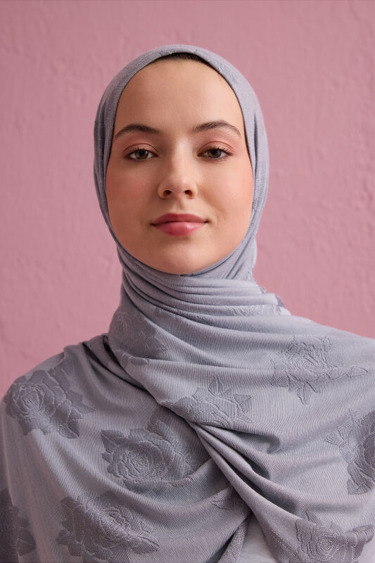 Rose Jacquard Gray Supreme Shawl - 3