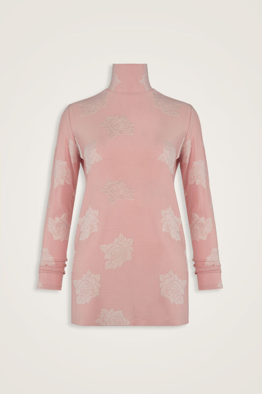 Rose Jacquard Light Pink Long Supreme Blouse - 1