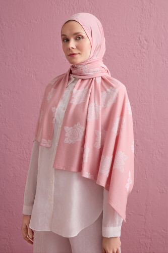 Rose Jacquard Light Pink Supreme Shawl - 5