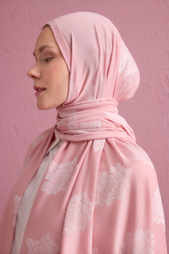 Rose Jacquard Light Pink Supreme Shawl - 3