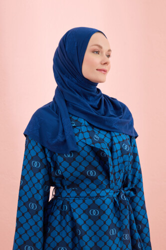 Rose Jacquard Navy Blue Supreme Shawl - 1