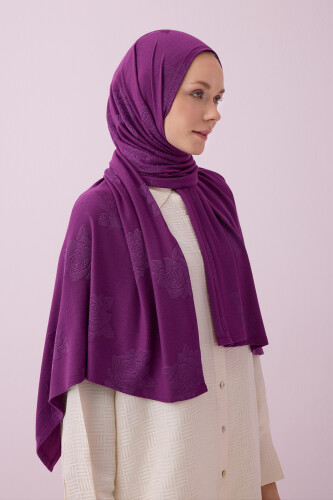 Rose Jacquard Purple Supreme Shawl - 5