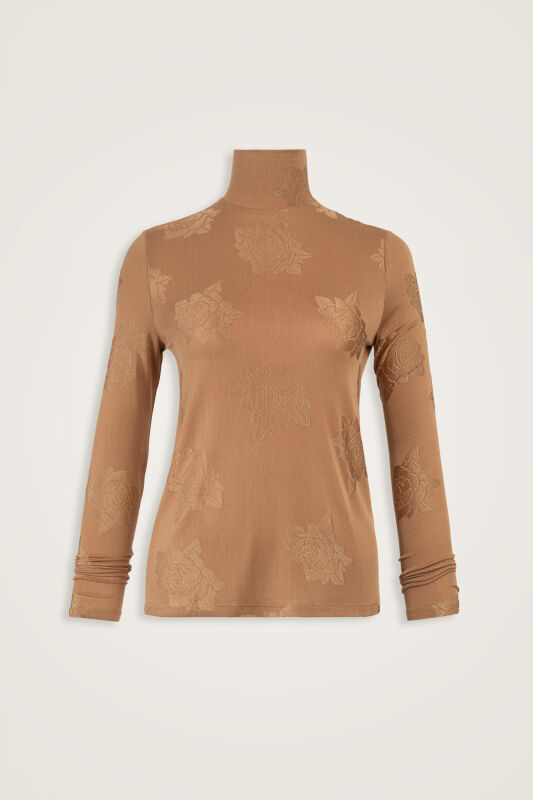 Rose Jacquard Tan Short Supreme Blouse - 1