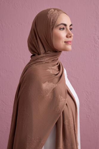 Rose Jacquard Tan Supreme Shawl 