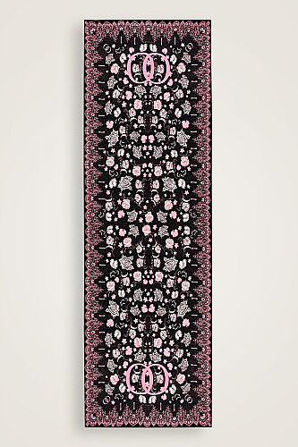 Rose Lace Black Crepe Silk Kaftan Shawl - 2