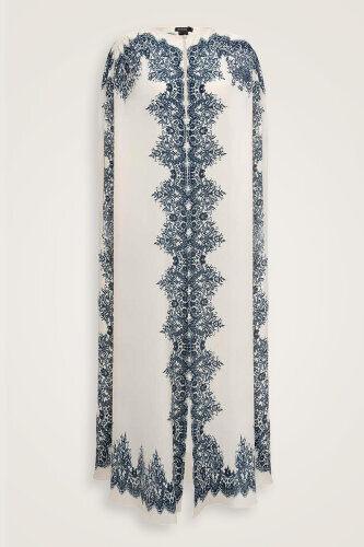 Rose Lace Blue Silk Abaya - 2