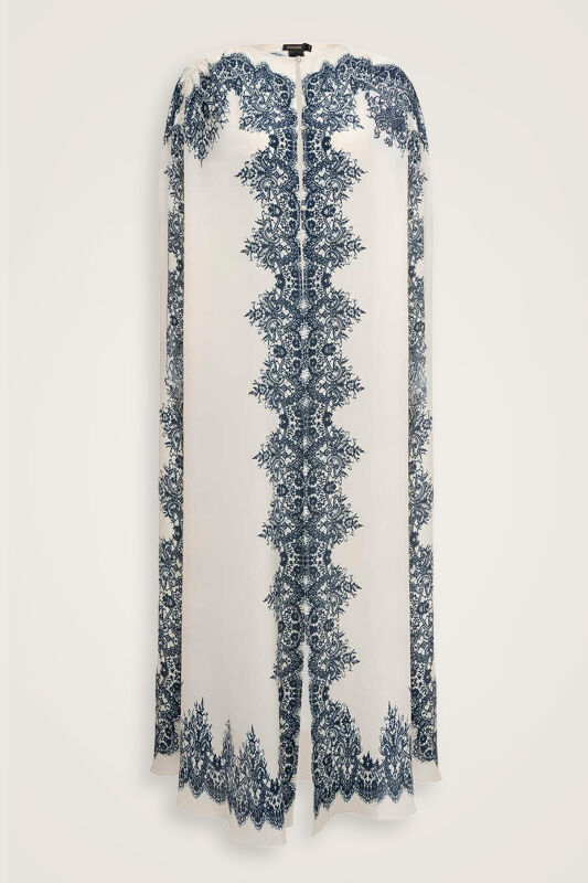 Rose Lace Blue Silk Abaya - 2