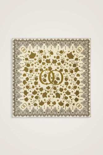 Rose Lace Cream-Yellow Double-Sided Twill Silk Scarf - 2