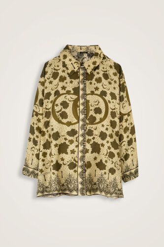 Rose Lace Cream-Yellow Silk Twill Shirt 