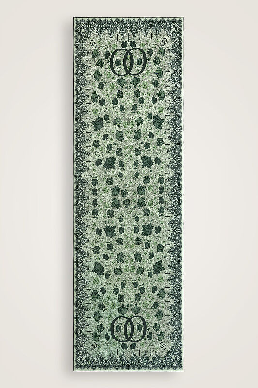 Rose Lace Green Crepe Silk Kaftan Shawl - 2