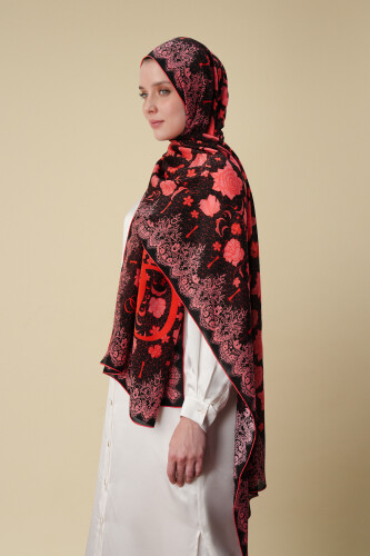 Rose Lace Pomegranate Flower Crepe Silk Dress Shawl 