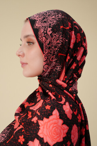 Rose Lace Pomegranate Flower Crepe Silk Dress Shawl - 3
