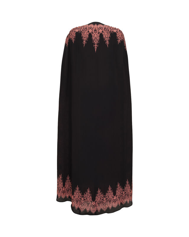 Rose Lace Pomegranate Flower Silk Abaya - 4