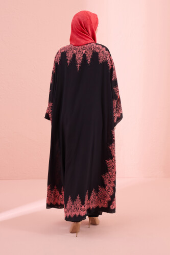 Rose Lace Pomegranate Flower Silk Abaya - 6