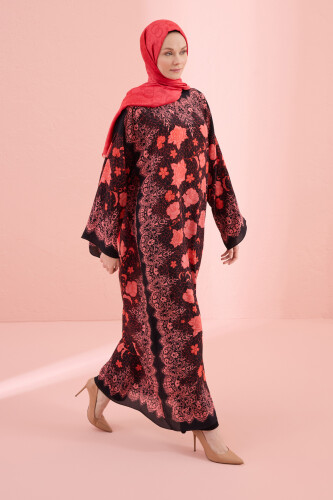 Rose Lace Pomegranate Flower Silk Dress - 5